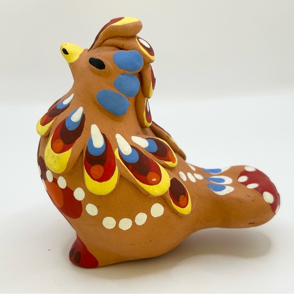 Russian Colorful Hand Painted Bird Whistle Clay Folk Art Raised Feathers - Picture 4 of 9